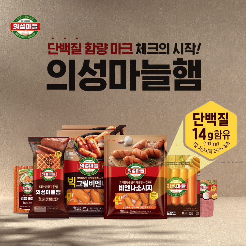  롯데웰푸드, ‘의성마늘햄’에 ‘단백질 함량 전면표시’ 도입