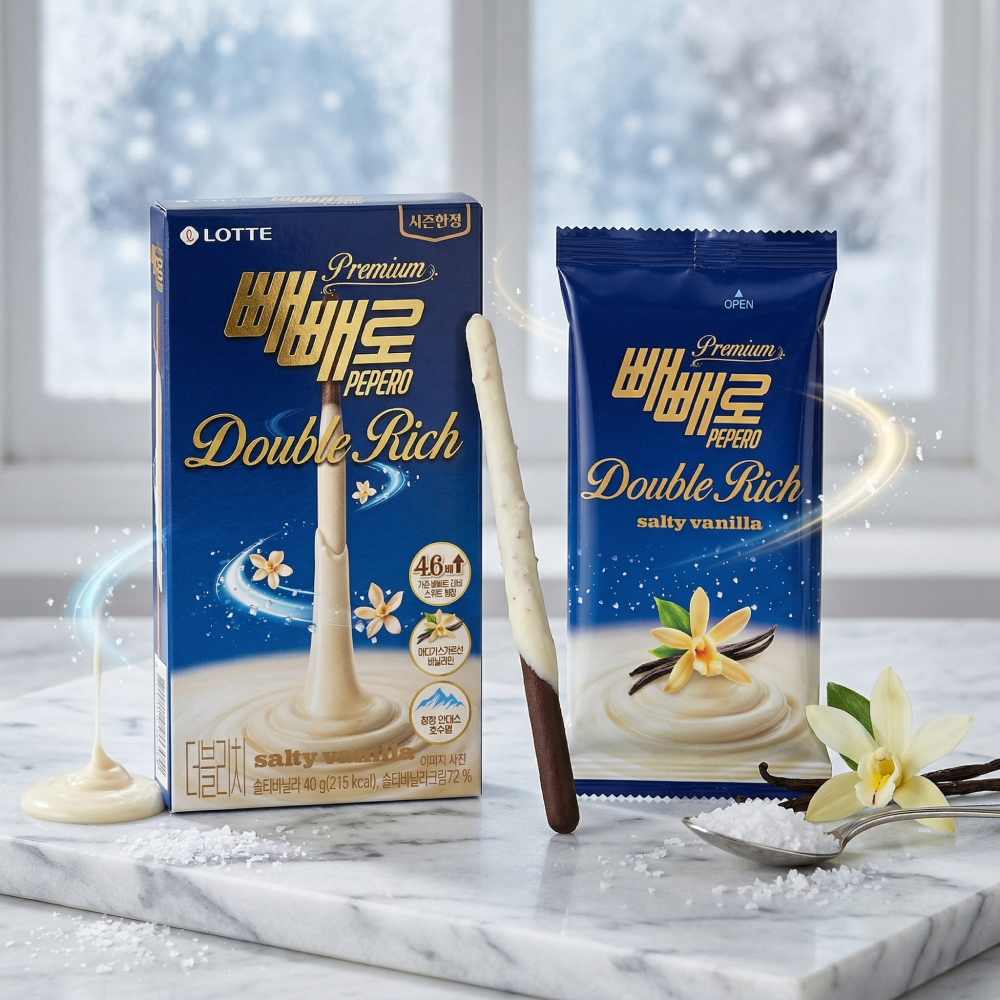  롯데웰푸드, 빼빼로 첫 프리미엄 라인 ‘더블리치 솔티바닐라’ 출시