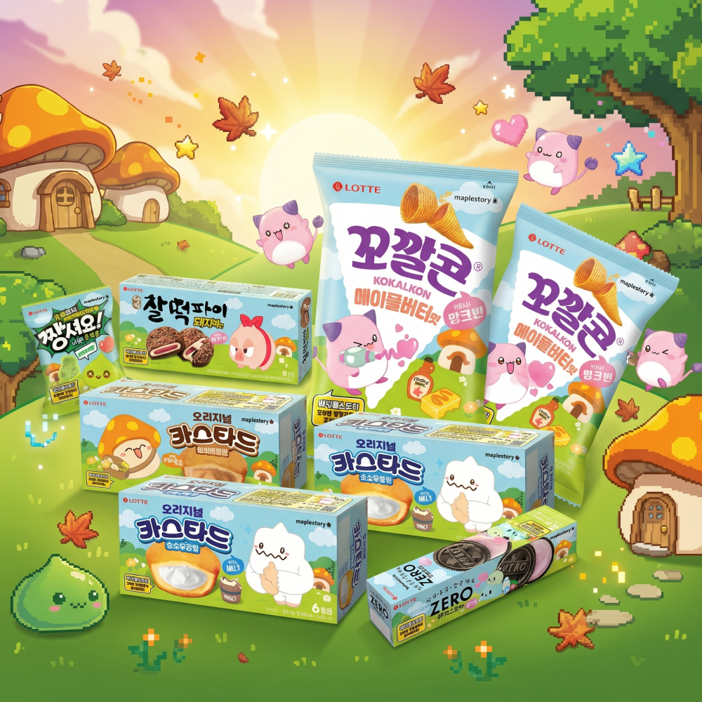  롯데웰푸드, 온라인게임 ‘메이플스토리’ 컬래버 과자 7종 출시